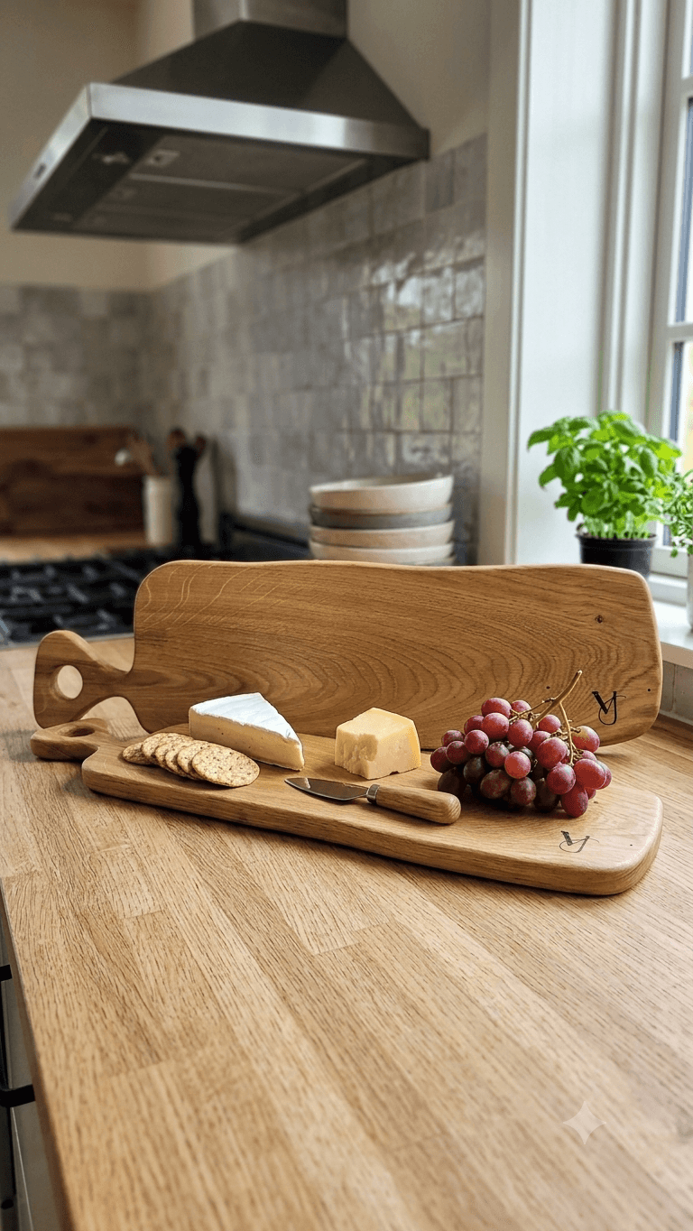Charcuterie-brett i heltre eik 42x15x2,5cm